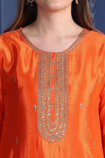 women ethnic motifs embroidered empire thread work kurta with trousers & with dupatta