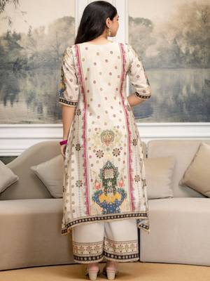 women ethnic motifs printed regular kurta with trousers & with dupatta 3