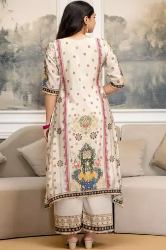 women ethnic motifs printed regular kurta with trousers & with dupatta