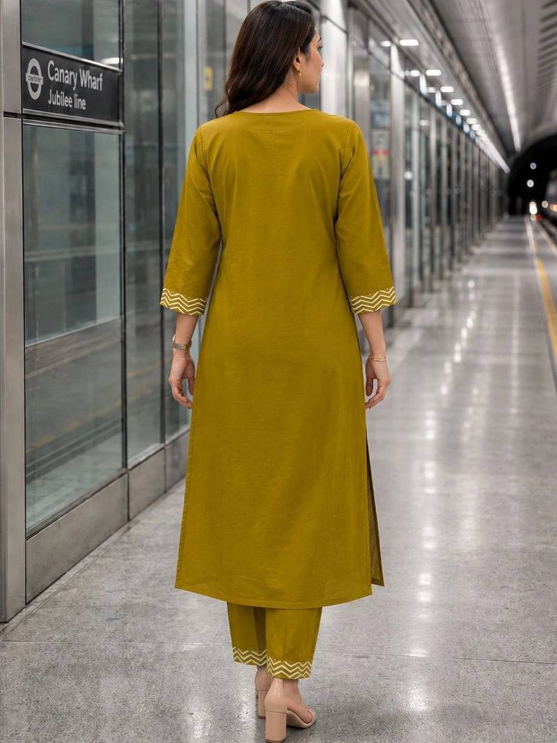 women printed regular  cotton kurta with trousers & with dupatta