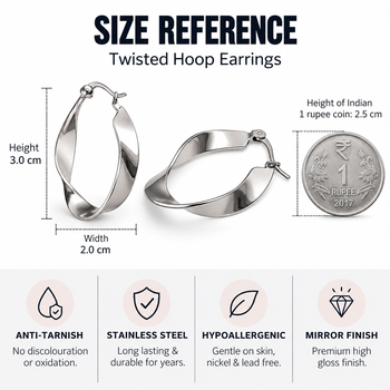 Twisted hoop earrings baali, silver tone anti-tarnish 3