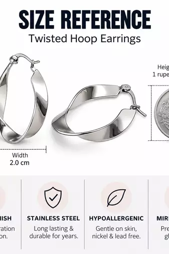 Twisted hoop earrings baali, silver tone anti-tarnish