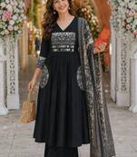 women ethnic motifs work chanderi silk kurta with trousers & with dupatta