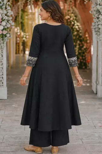 women ethnic motifs work chanderi silk kurta with trousers & with dupatta