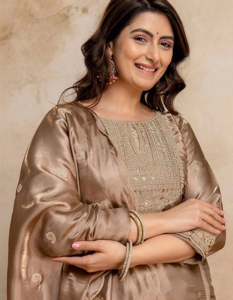 women embroidered regular kurta with palazzos & with dupatta