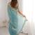 Turquoise embellished embroidered satin heavy work saree