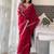 Maroon floral embroidered organza saree