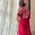 Maroon floral embroidered organza saree