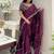 Burgundy floral embroidered organza saree