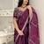 Burgundy floral embroidered organza saree