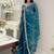 Teal floral embroidered organza saree