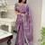 Purple purple striped embroidered organza saree