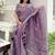 Purple purple striped embroidered organza saree