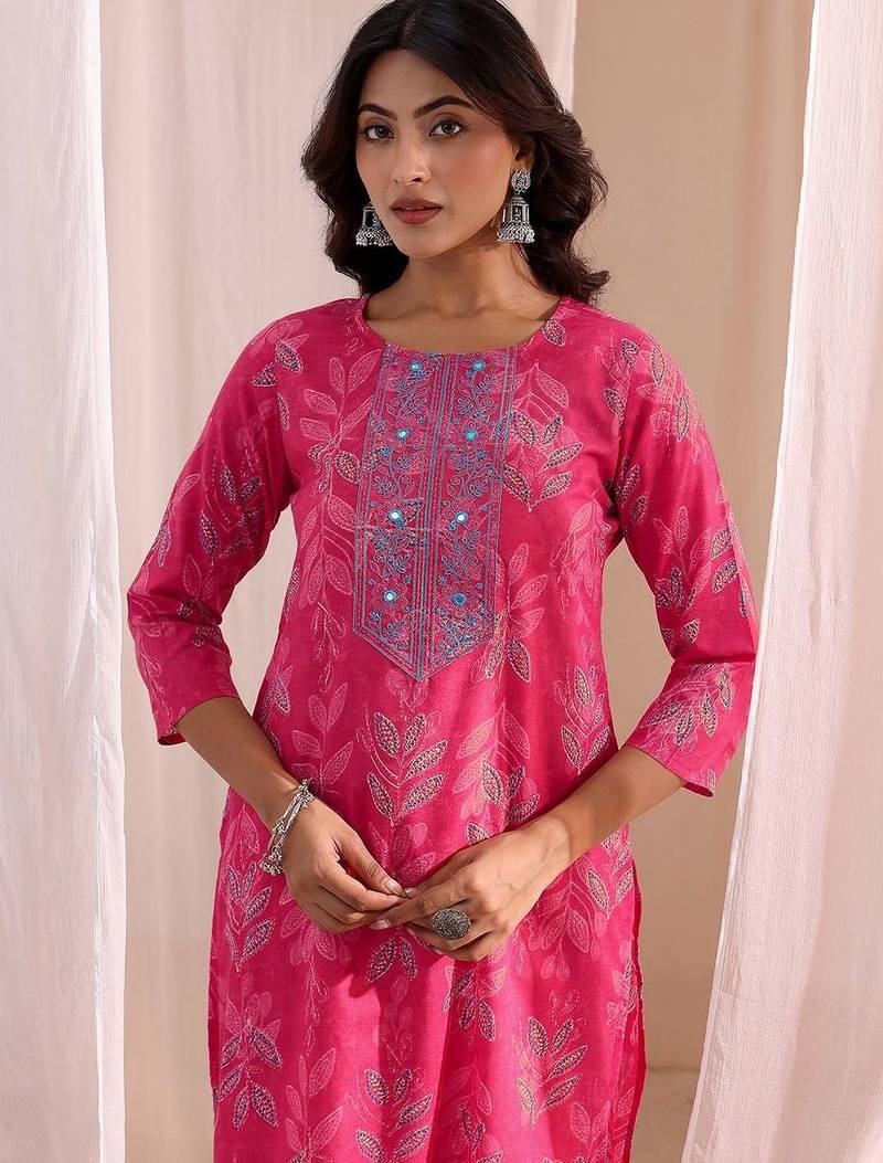 women ethnic motifs printed regular kurta with trousers & with dupatta
