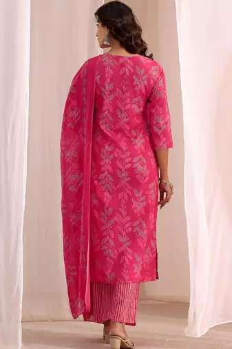 women ethnic motifs printed regular kurta with trousers & with dupatta