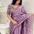 Purple purple striped embroidered organza saree