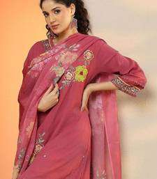 women floral embroidered regular thread work kurta with trousers & with dupatta