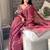 Rust floral embroidered organza saree