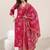 women floral printed regular thread work kurta with trousers & with dupatta