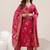 women floral printed regular thread work kurta with trousers & with dupatta