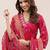 women floral printed regular thread work kurta with trousers & with dupatta