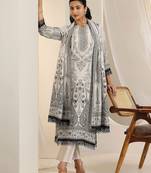 floral printed keyhole neck straight kurta with trousers & dupatta