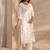 embroidered notch neck thread work straight kurta with trousers & dupatta