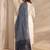 embroidered notch neck thread work straight kurta with trousers & dupatta
