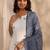 embroidered notch neck thread work straight kurta with trousers & dupatta