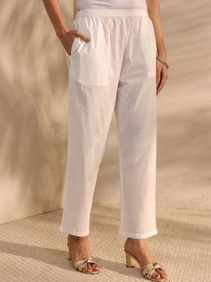 embroidered notch neck thread work straight kurta with trousers & dupatta 7