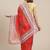 Red red & white floral embroidered organza saree