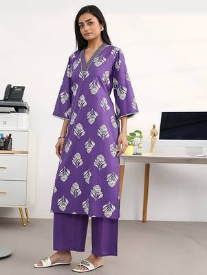 women floral printed regular cotton blend kurta with palazzos & with dupatta 3