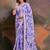Lavender lavender floral printed sequinned  chiffon saree