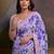 Lavender lavender floral printed sequinned  chiffon saree
