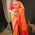 Peach peach-coloured & red ethnic motifs woven design zari kanjeevaram saree