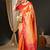Peach peach-coloured & red ethnic motifs woven design zari kanjeevaram saree
