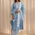 women floral printed regular thread work kurta with trousers & with dupatta