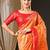 Peach peach-coloured & red ethnic motifs woven design zari kanjeevaram saree