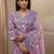 women ethnic motifs printed regular thread work kurta with trousers & with dupatta