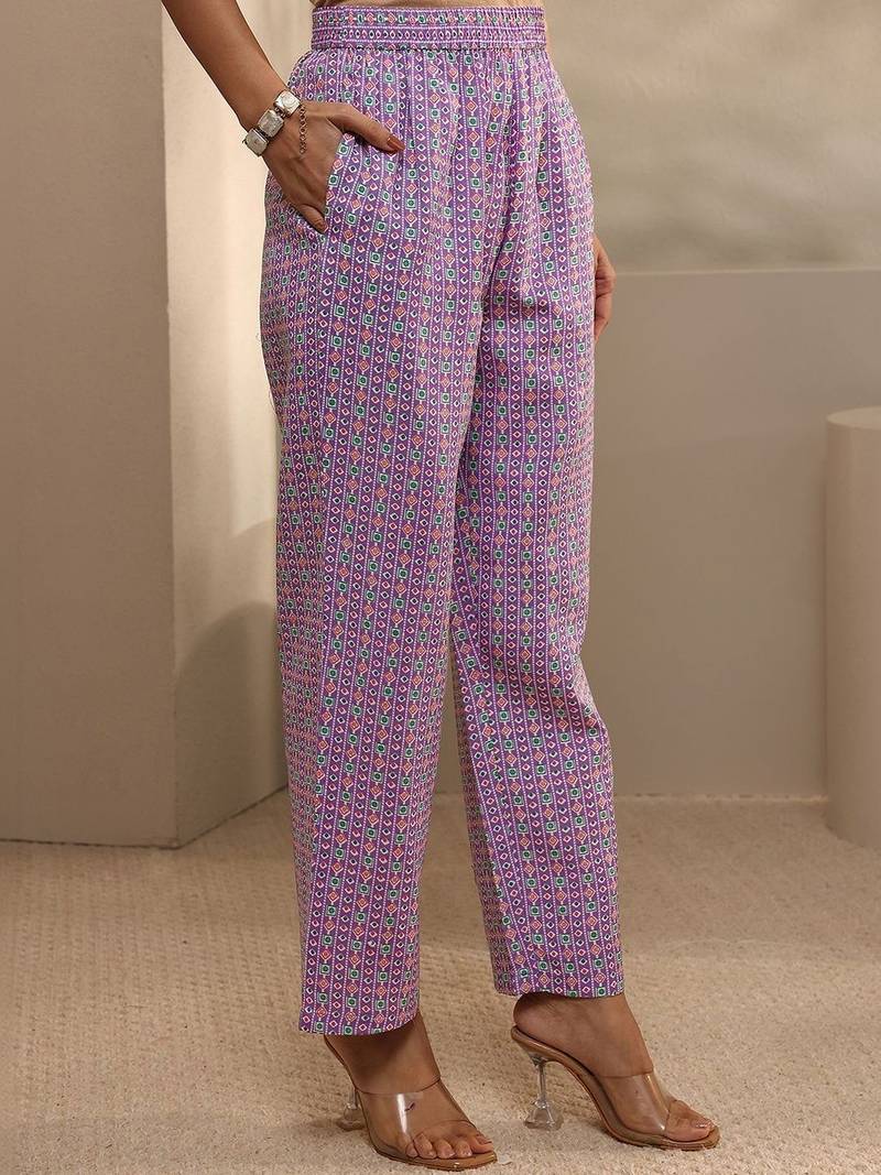 women ethnic motifs printed regular thread work kurta with trousers & with dupatta