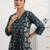 libas blue ajrakh printed a-line suit set with dupatta