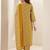 women ethnic motifs printed regular thread work kurta with trousers & with dupatta