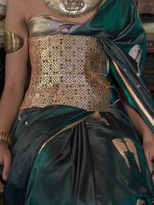 Green woven design zari satin banarasi saree 2
