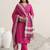ethnic motifs printed v-neck thread work straight kurta with trousers & dupatta