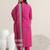 ethnic motifs printed v-neck thread work straight kurta with trousers & dupatta