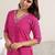 ethnic motifs printed v-neck thread work straight kurta with trousers & dupatta