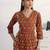 libas rust ajrakh print a-line suit set with dupatta