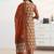 libas rust ajrakh print a-line suit set with dupatta