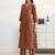 libas rust ajrakh print a-line suit set with dupatta
