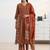 libas rust ajrakh print a-line suit set with dupatta